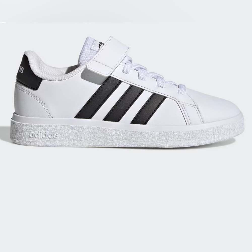 Adidas grand court White and Black Striped Shoes kids 4 new in box